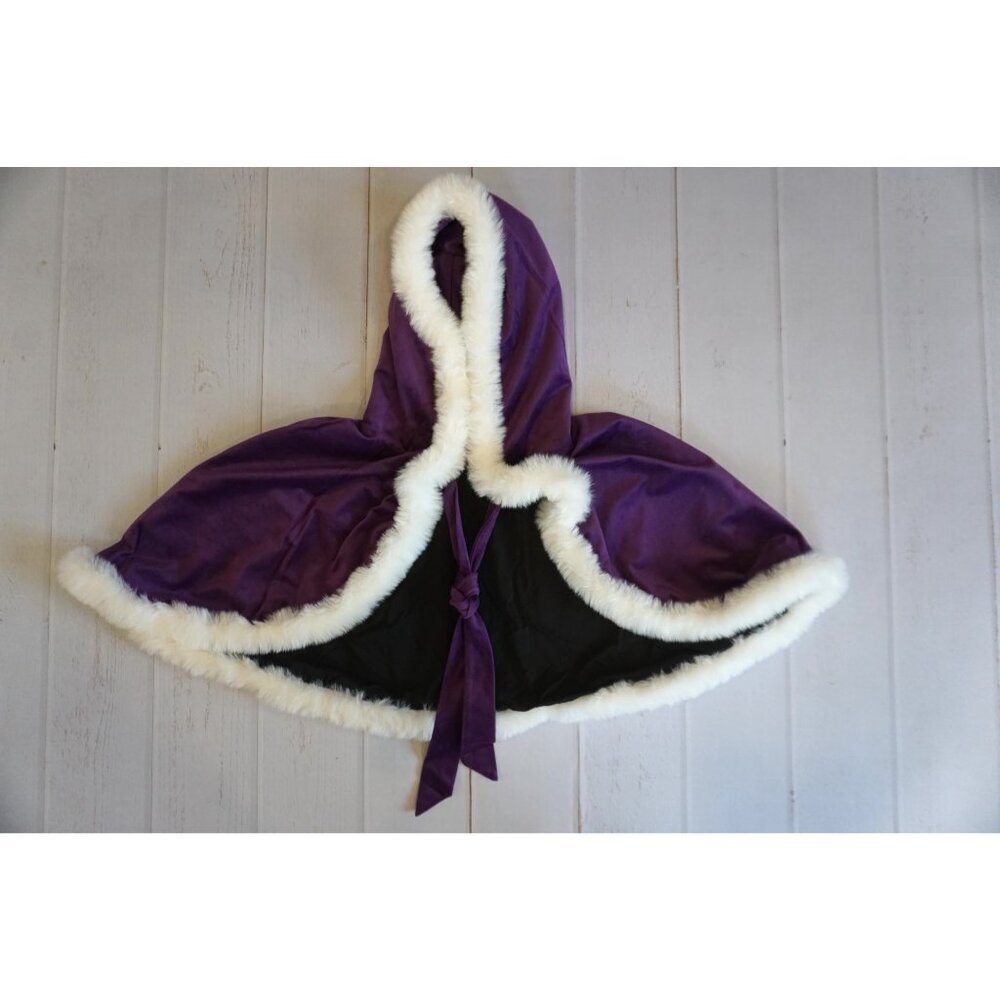Bridal Wedding Purple Cape Faux Fur Shawl Wrap Velvet Cloak - Size 2XL, NWOT - Picture 2 of 6
